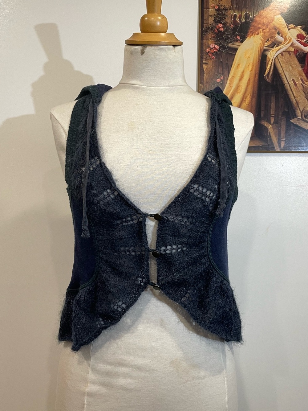 Hooded merino wool Free People knitted vest for fall camping hiking trips